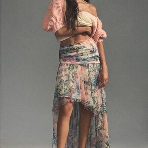 By Anthropologie Floral High-Low Skirt